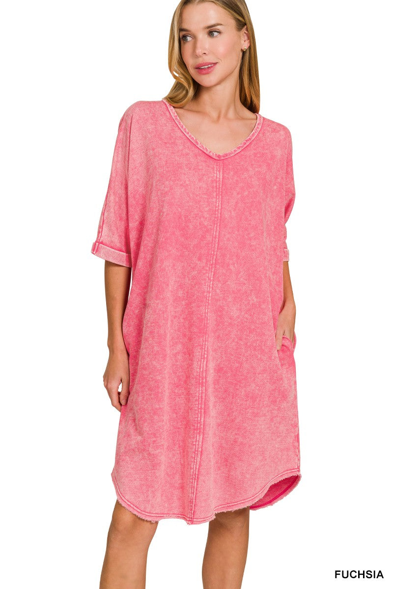 Acid Washed Tee Shirt Dress with Pockets – Udder Perfection Boutique