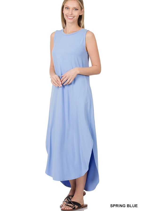 Brushed Side Slit Dress w/Pockets