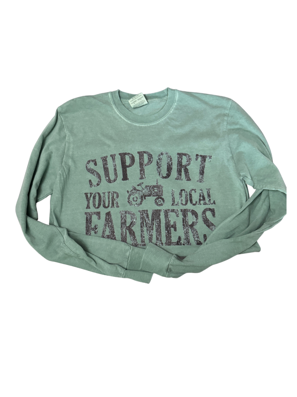 Support Your Local Farmers Long Sleeve- Green