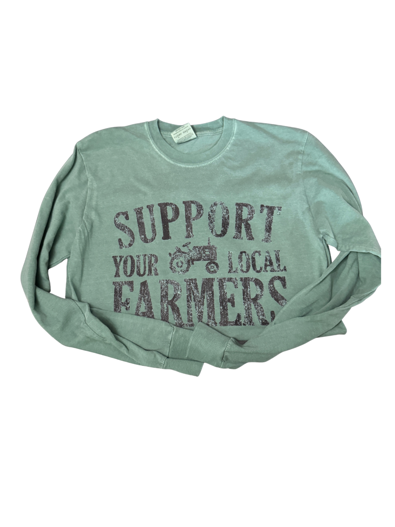 Support Your Local Farmers Long Sleeve- Green