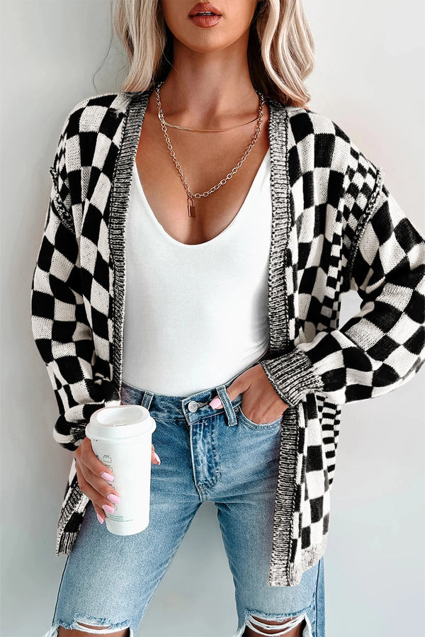 Checkered Patchwork Cardigan