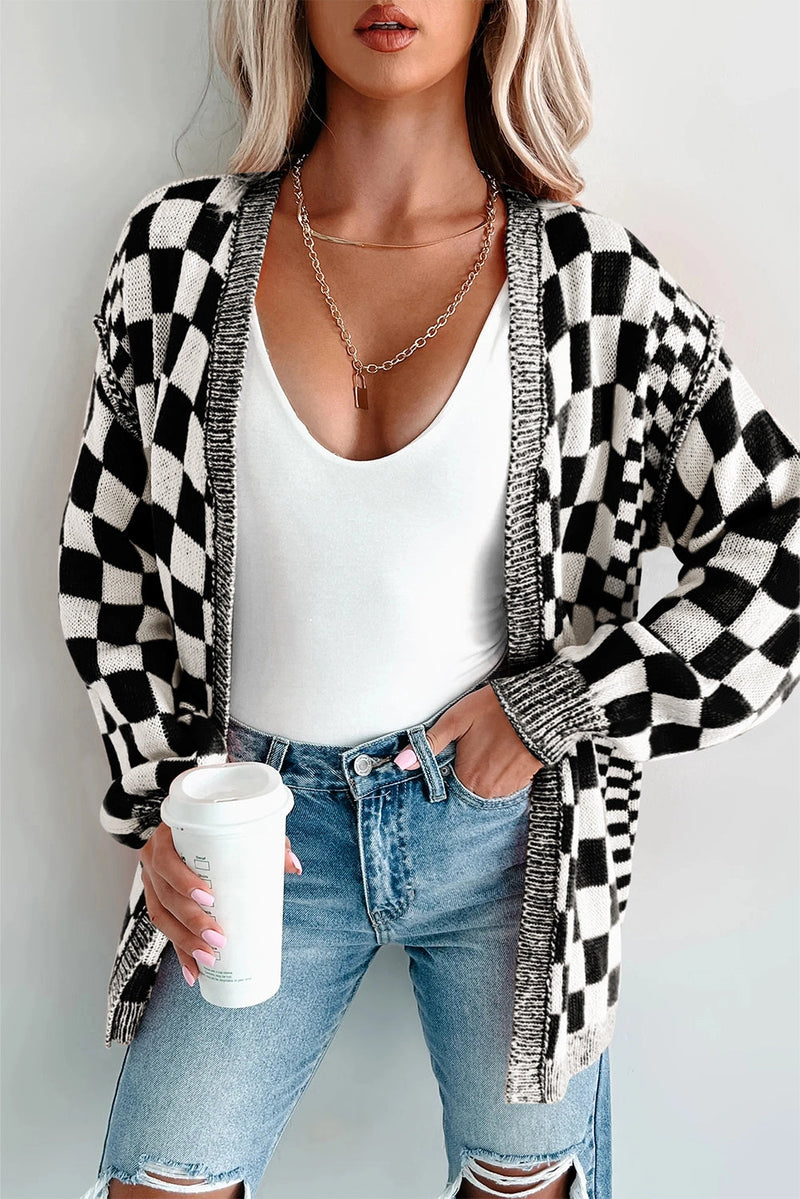 Checkered Patchwork Cardigan