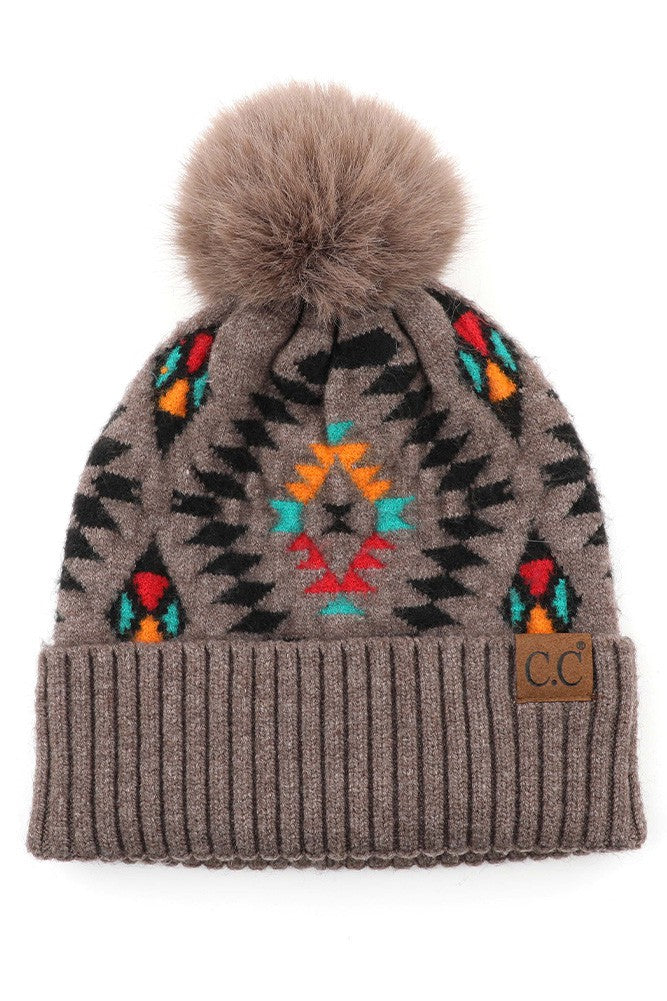 Aztec Fur Pom Hat