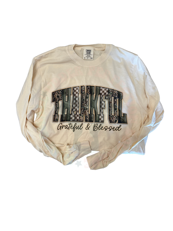 Thankful Grateful & Blessed- Ivory Long Sleeve
