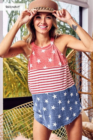 Stars & Stripes Halter Heck Tank Top