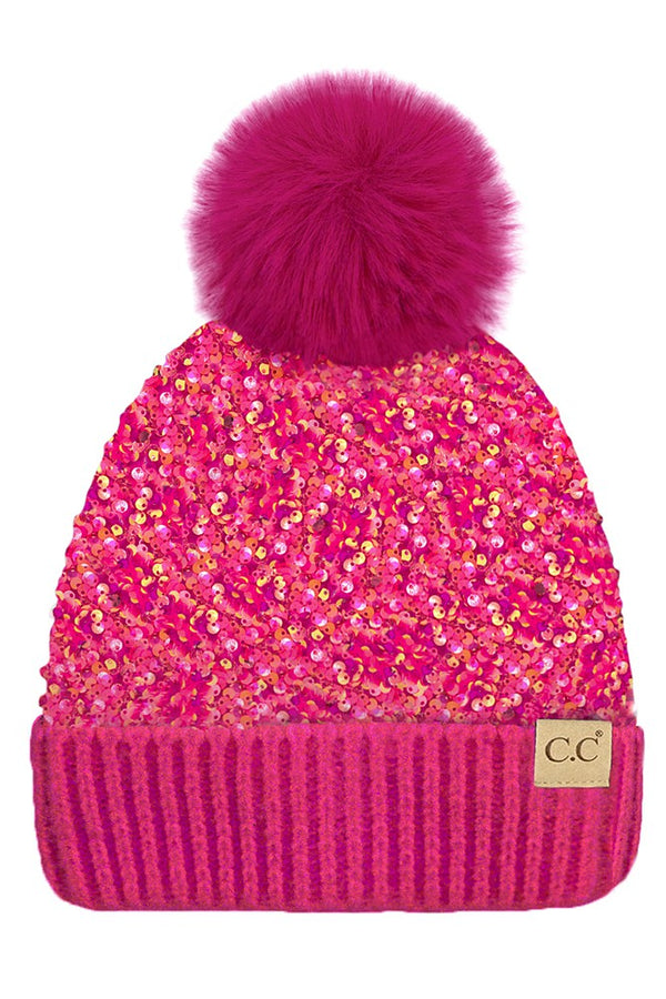 KIDS Sequin Fur Beanie