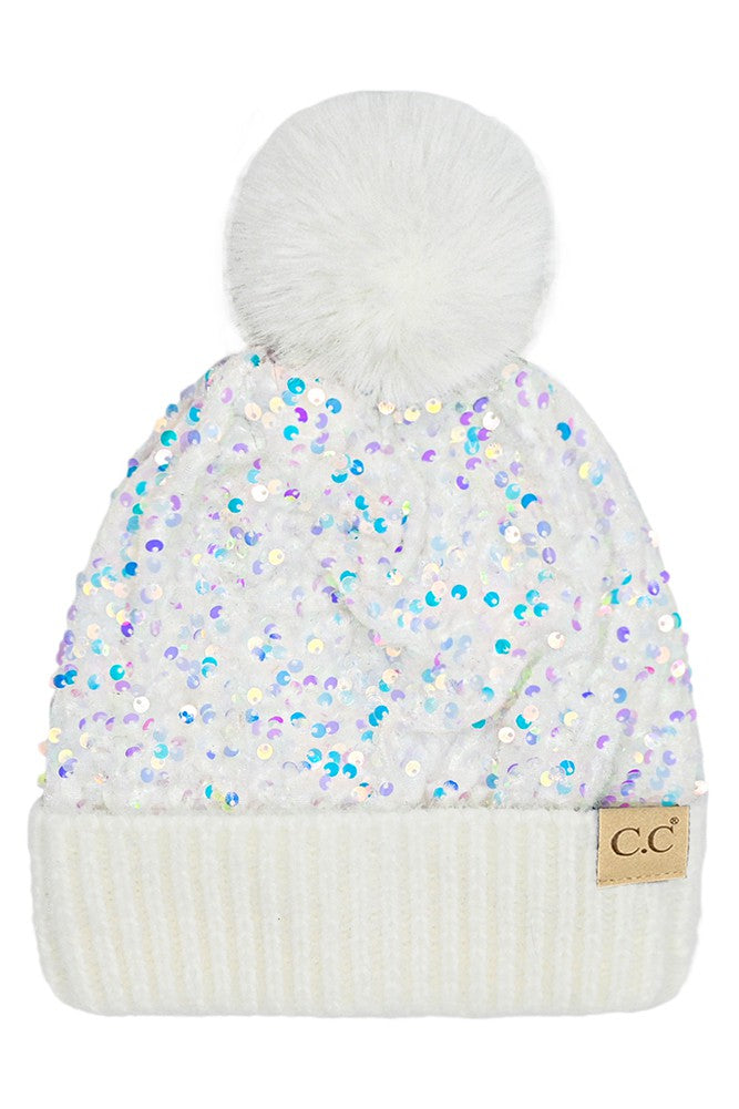 KIDS Sequin Fur Beanie