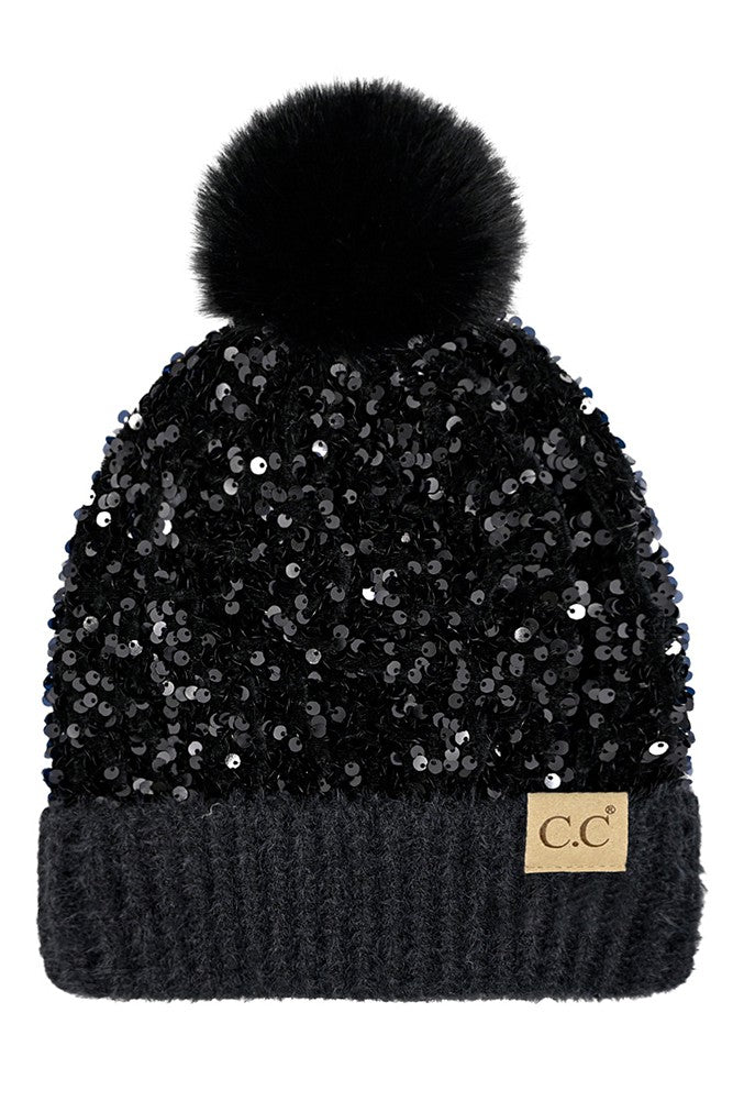 KIDS Sequin Fur Beanie