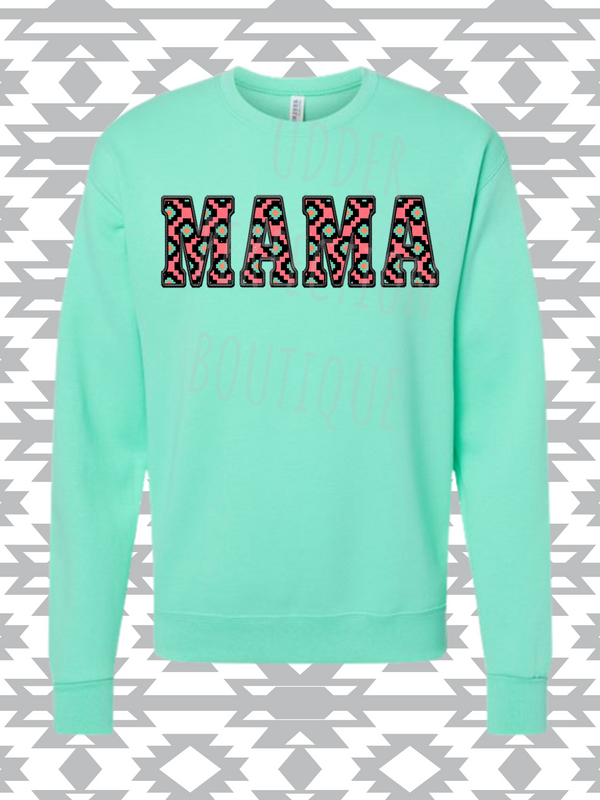 Aztec Teal Mama Crewneck- Cool Mint