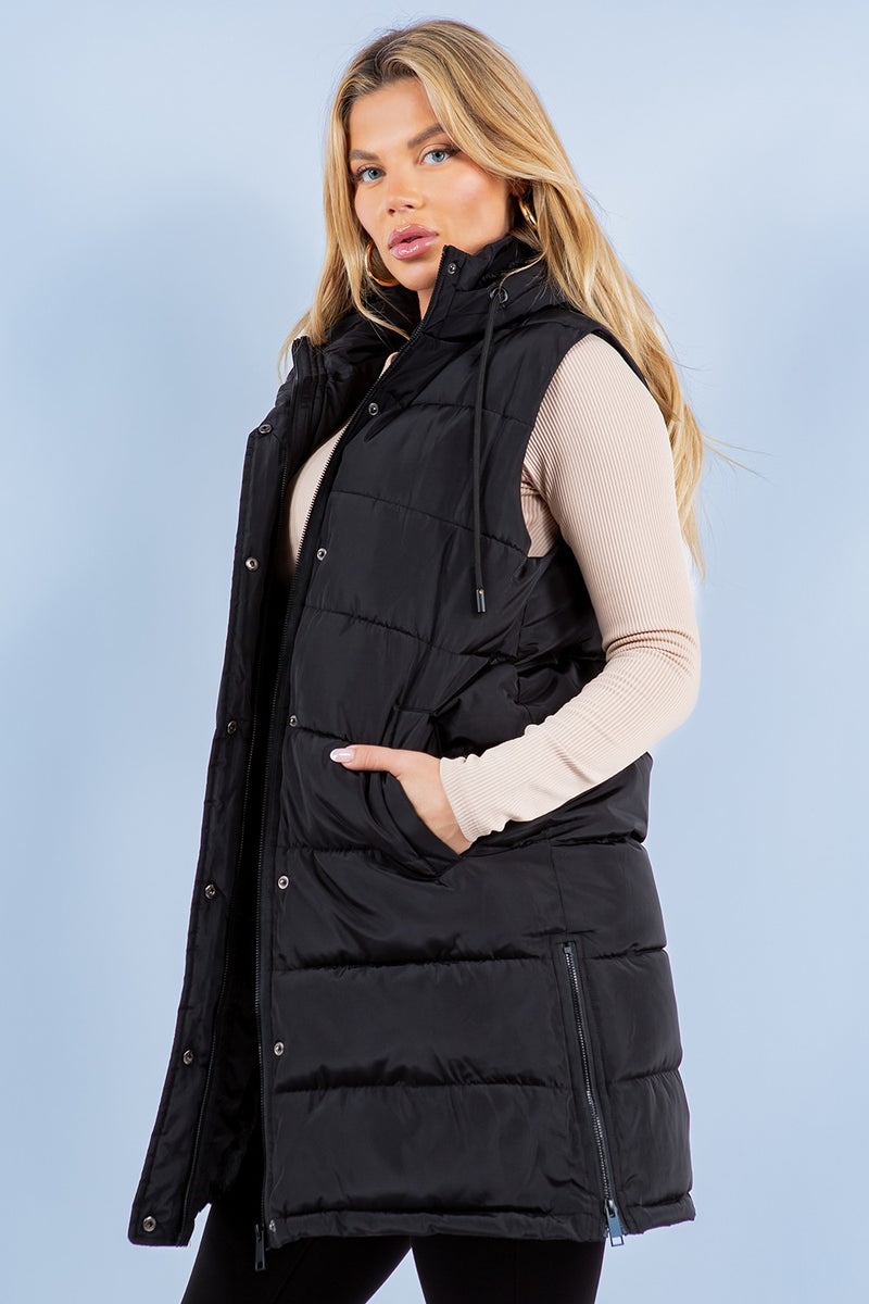 Black Long Puffer Vest