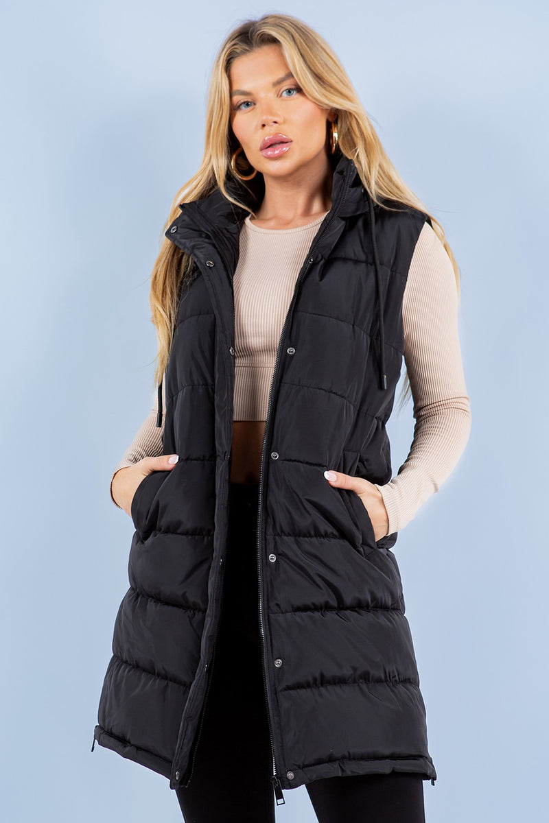 Black Long Puffer Vest