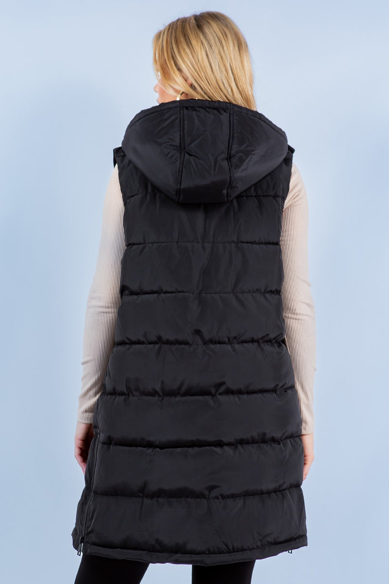 Black Long Puffer Vest