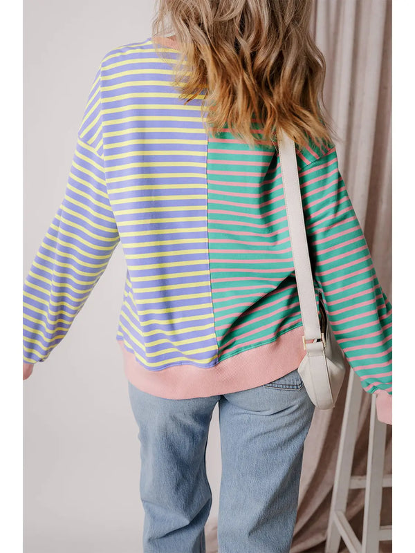 Stripe Colorblock Oversized Sweatshirt