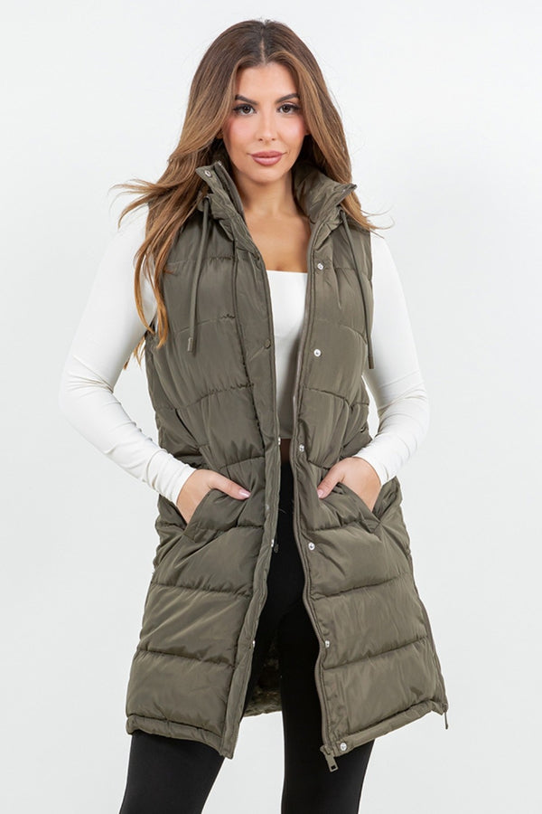 Black Long Puffer Vest