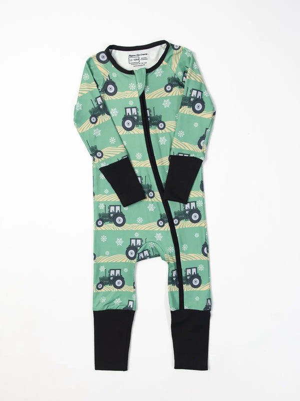 Green Tractor Christmas Convertible Bamboo Jammies | AFC