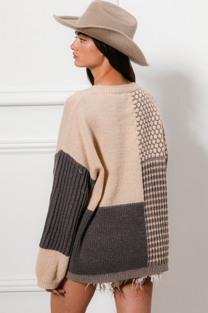 Mixed Color Blocked Sweater