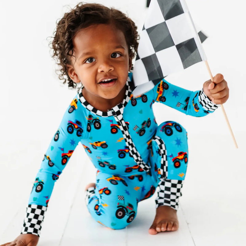 KIKI + LULU | Blue Monster Truck Convertible Footies