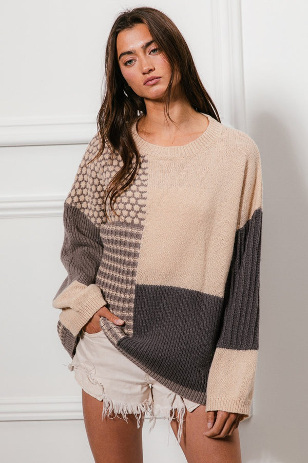 Mixed Color Blocked Sweater