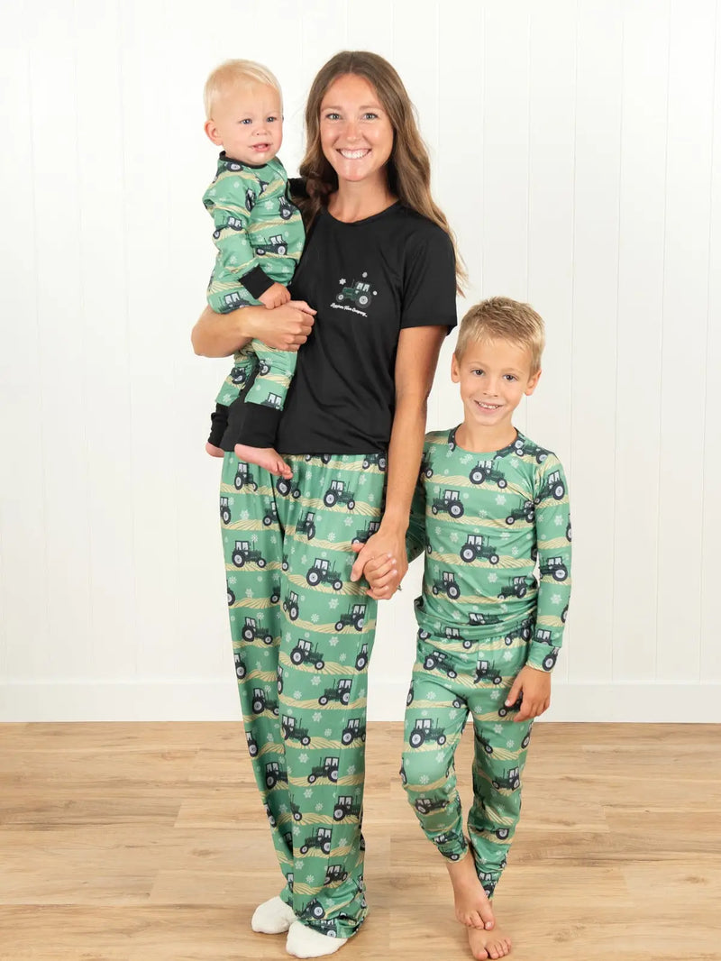 Green Tractor Christmas ADULT Bamboo PJ Pants | AFC