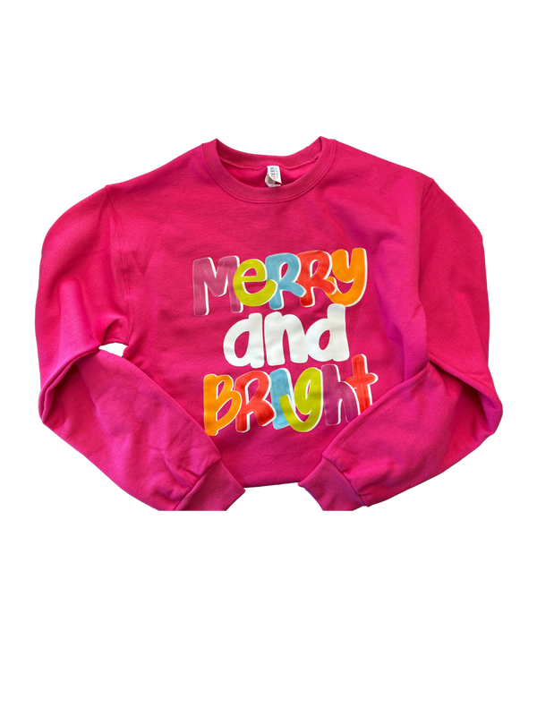 Merry & Bright- Crewneck Cyber Pink