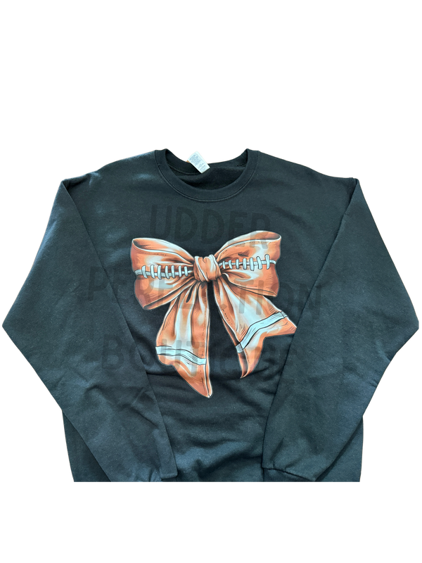 Football Bow- Black Crewneck