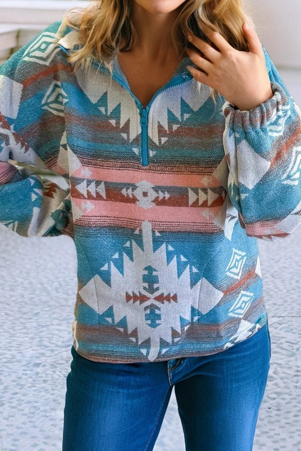 Aztec 1/4 Zip with Elastic Cuffs