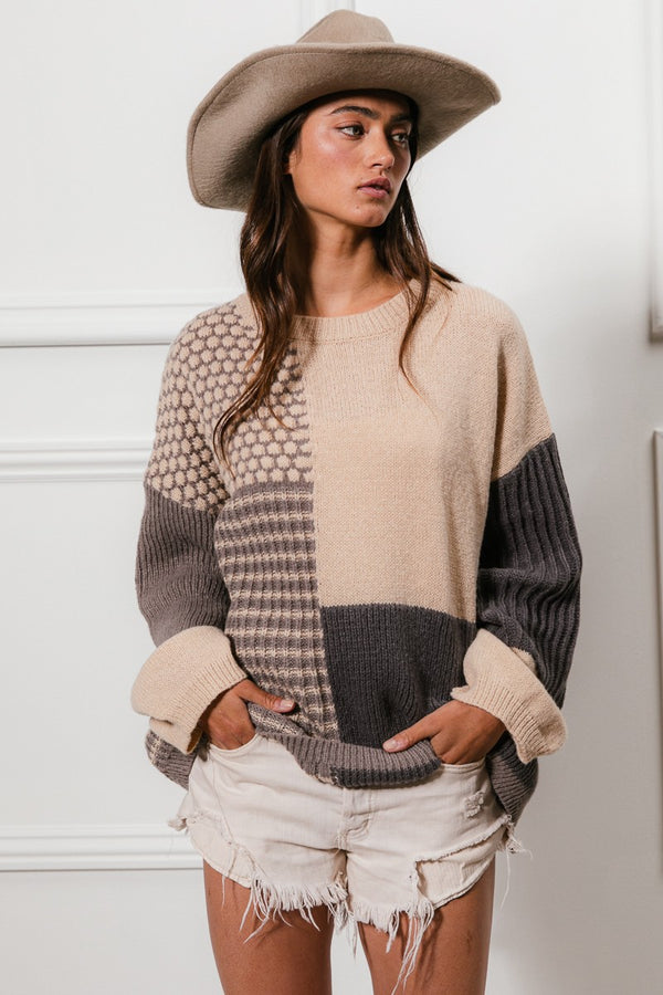 Mixed Color Blocked Sweater