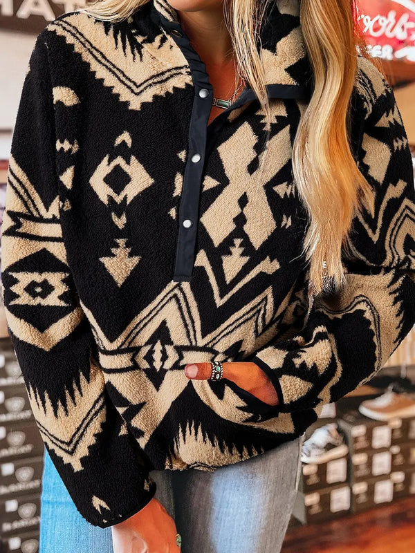 Western Aztec Plush Sweatshirt