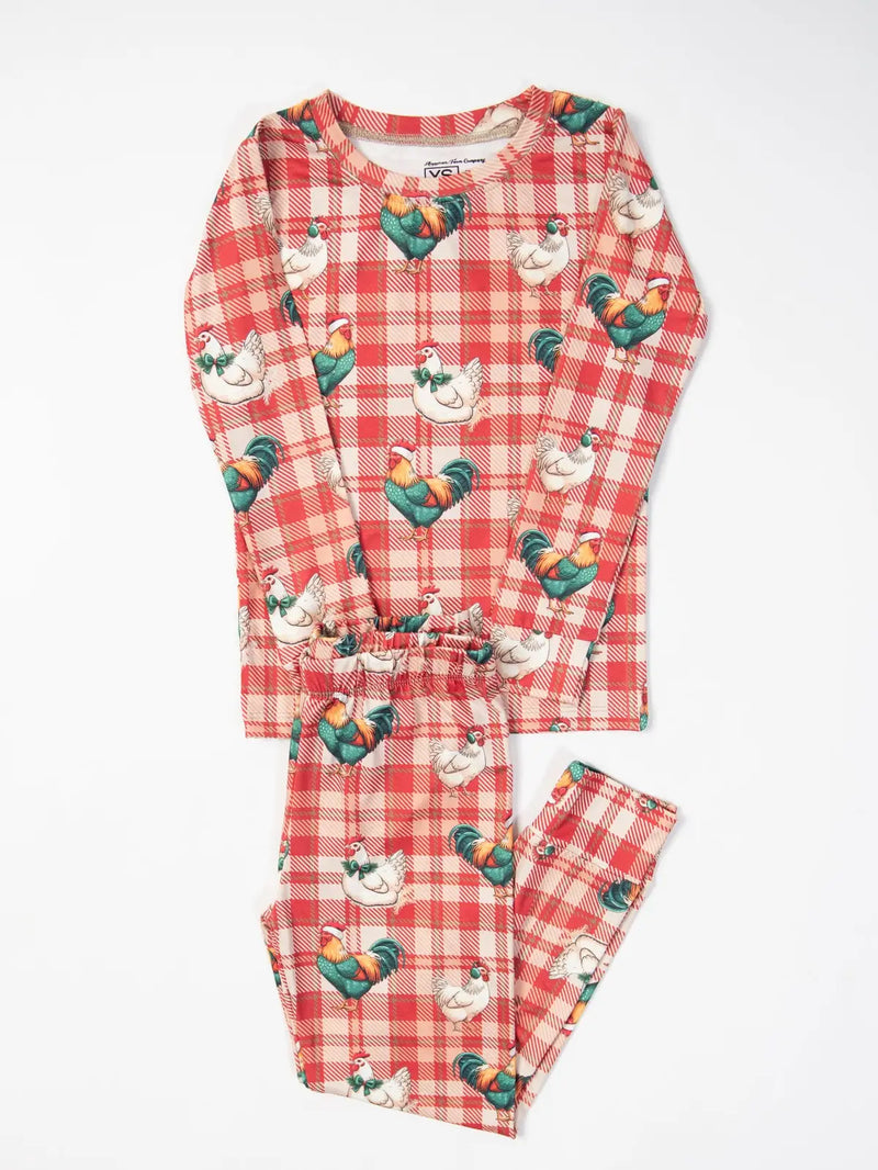 Christmas Chicken Plaid Toddler/Youth Bamboo Jammies | AFC