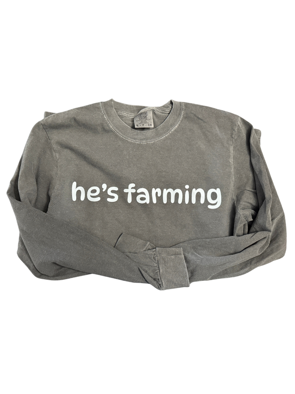 He’s Farming Long Sleeve-Pepper
