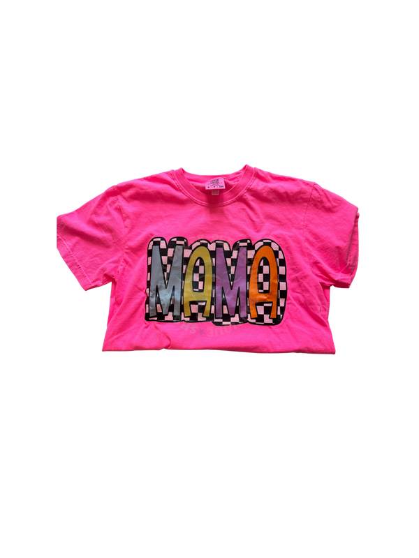 Checkered Mama- Hot Pink