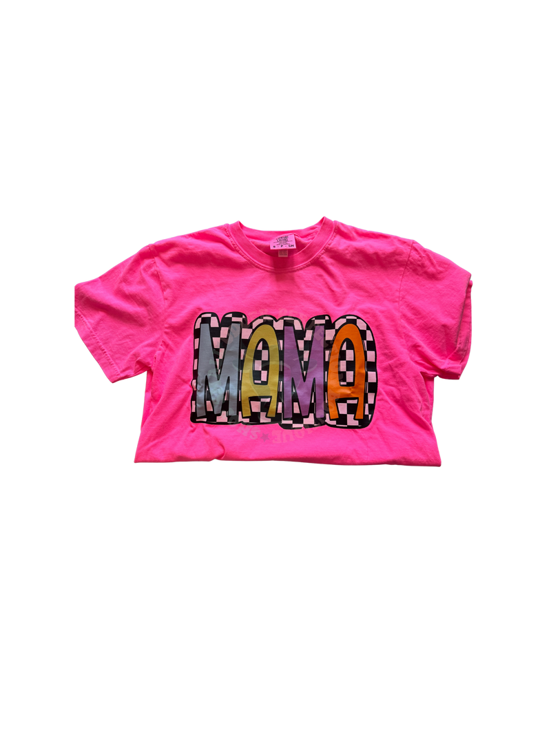 Checkered Mama- Hot Pink