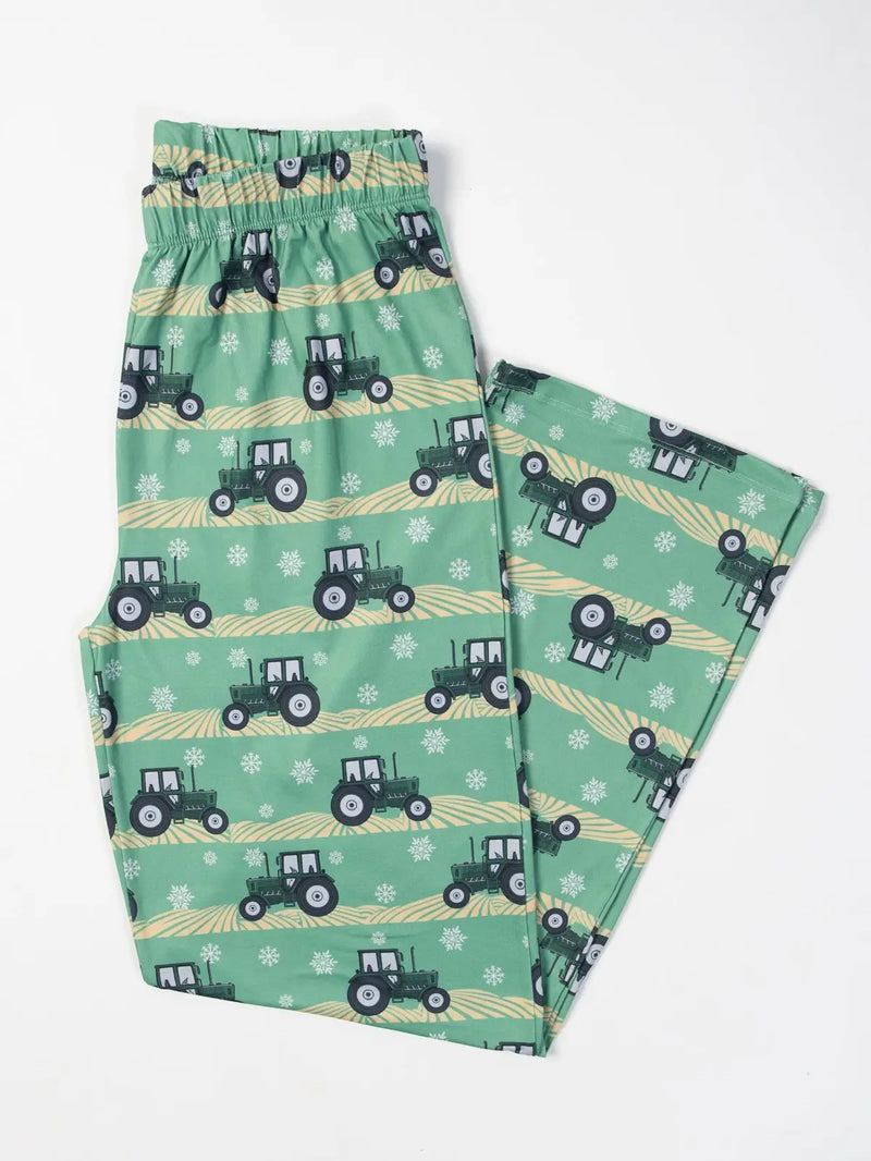 Green Tractor Christmas ADULT Bamboo PJ Pants | AFC