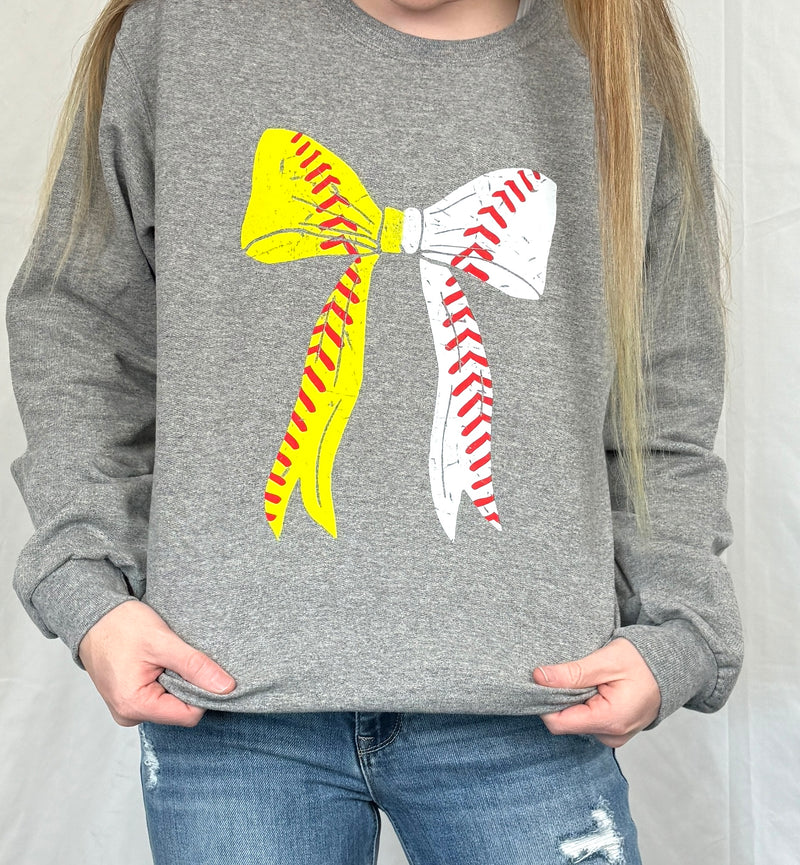 Baseball & Softball Bow- Crewneck