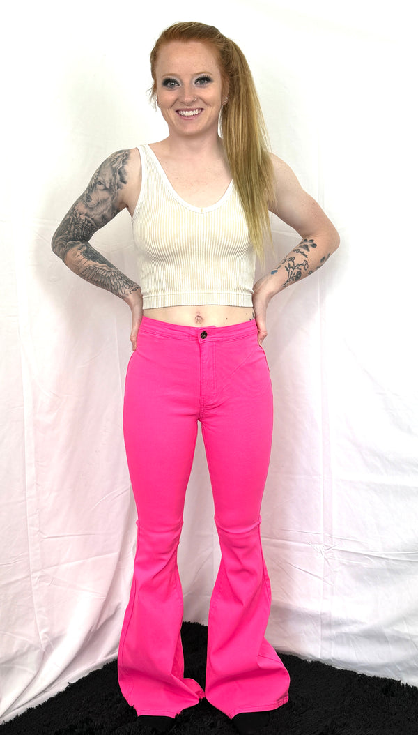 Neon Hot Pink Bell Bottoms