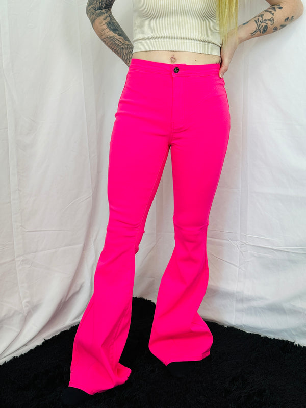 Neon Hot Pink Bell Bottoms