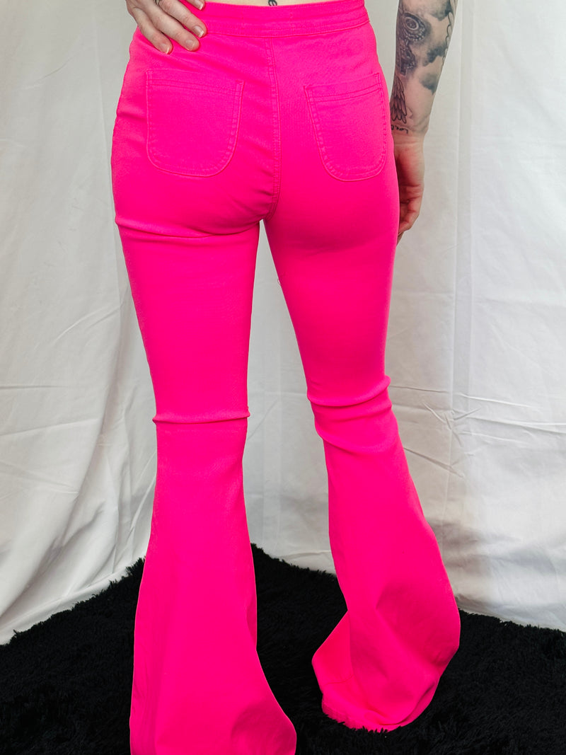 Neon Hot Pink Bell Bottoms