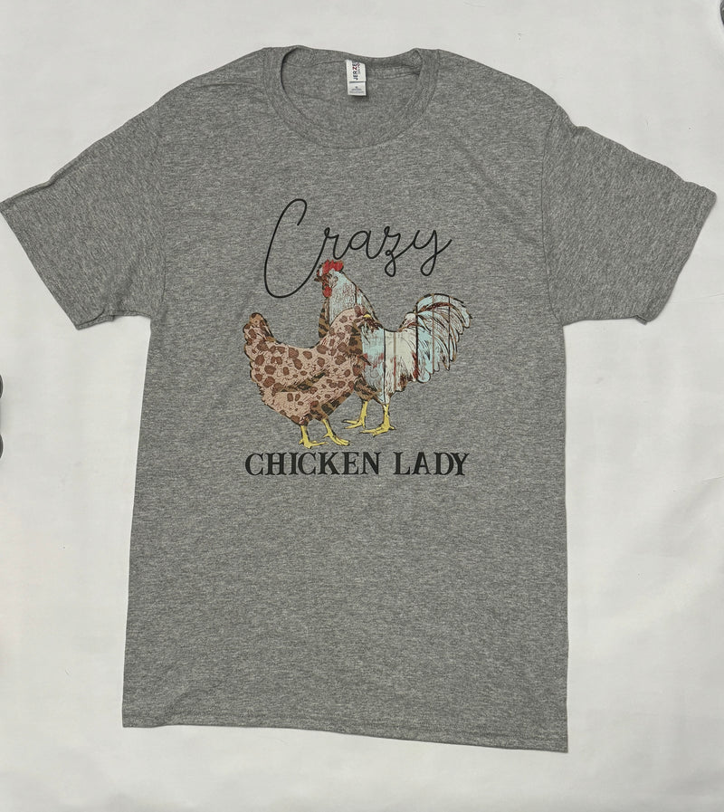 Crazy Chicken Lady- Athletic Grey