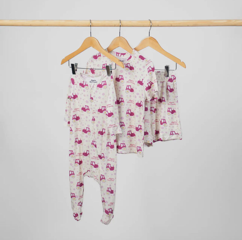 AFC | Floral Tractor Bamboo Footie Pajamas