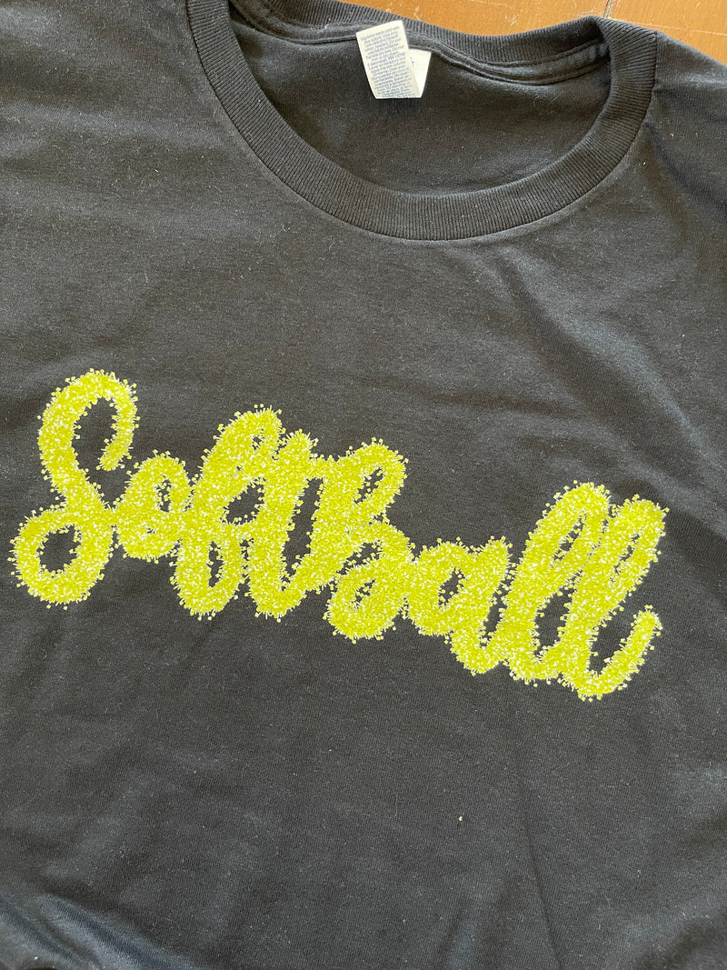 Softball Faux Tinsel- Black