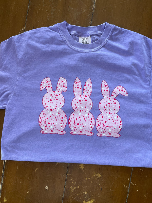 3 Pink Speckled Bunnies- Grape