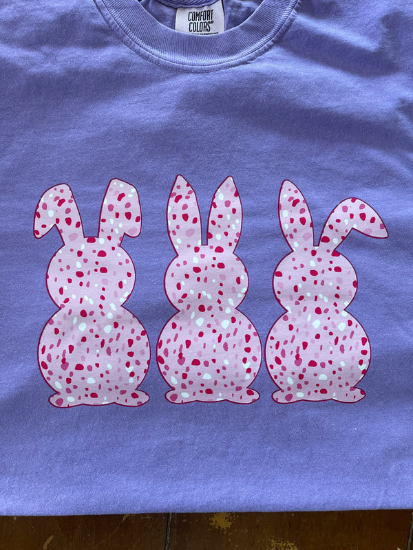 3 Pink Speckled Bunnies- Grape