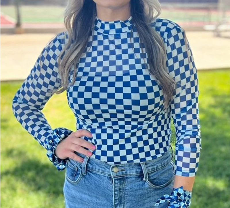 Checkered Mesh Top- Black/White & Blue/White