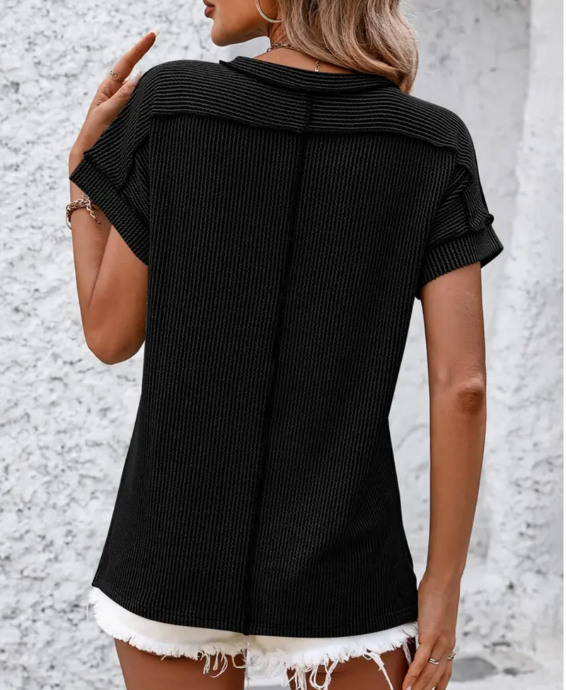 Backstitch Stripe Shirt- Black