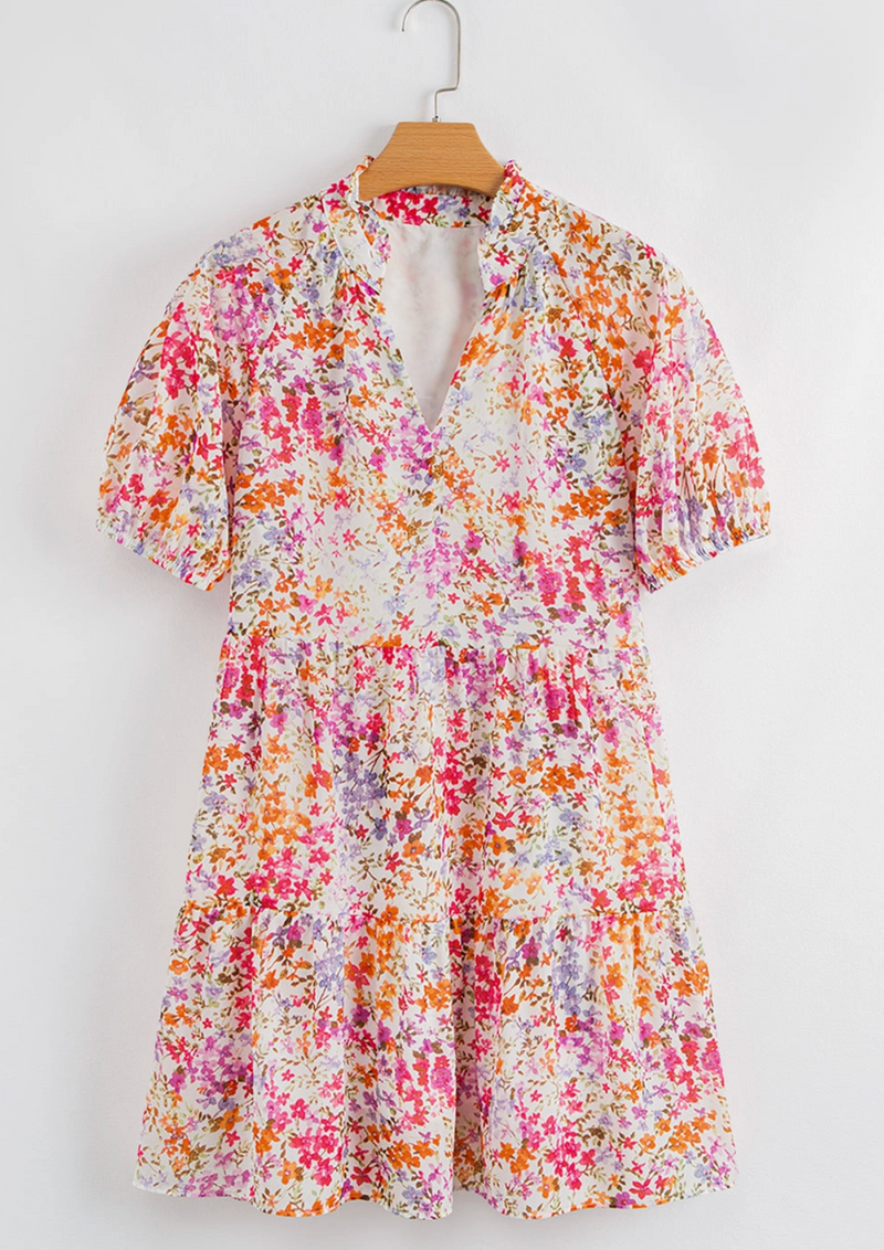 Floral Puff Sleeve Mini Dress