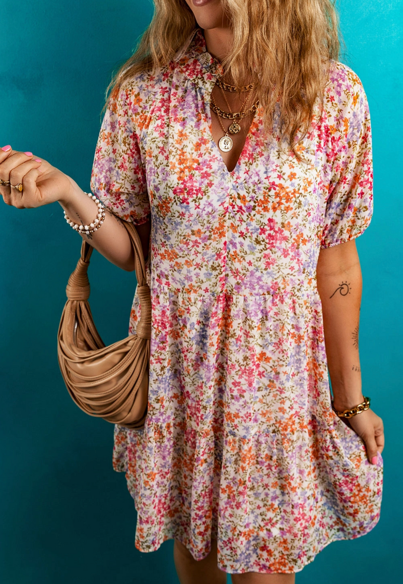 Floral Puff Sleeve Mini Dress