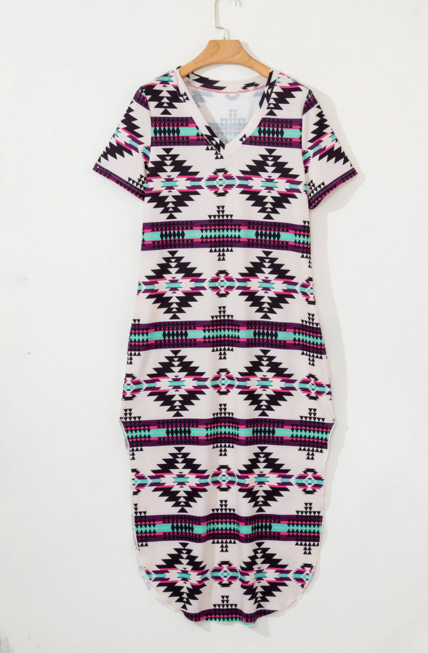 Aztec V-Neck Maxi Dress