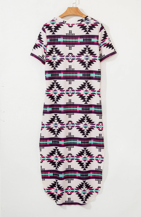 Aztec V-Neck Maxi Dress