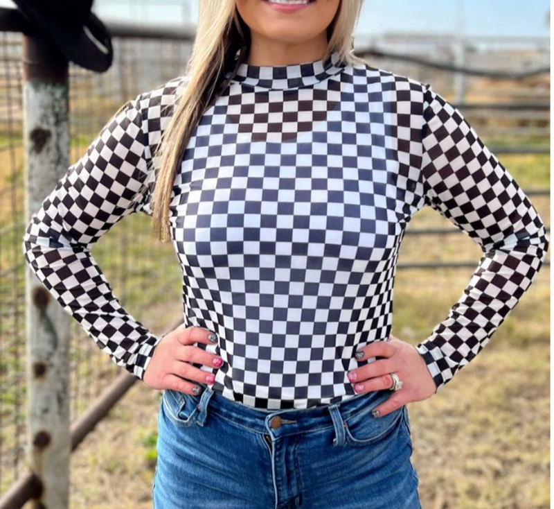 Checkered Mesh Top- Black/White & Blue/White