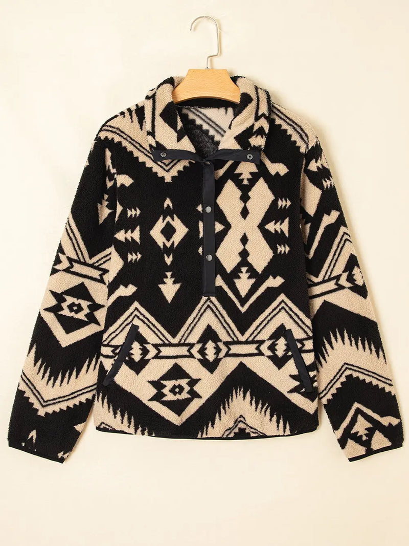 Western Aztec Plush Sweatshirt